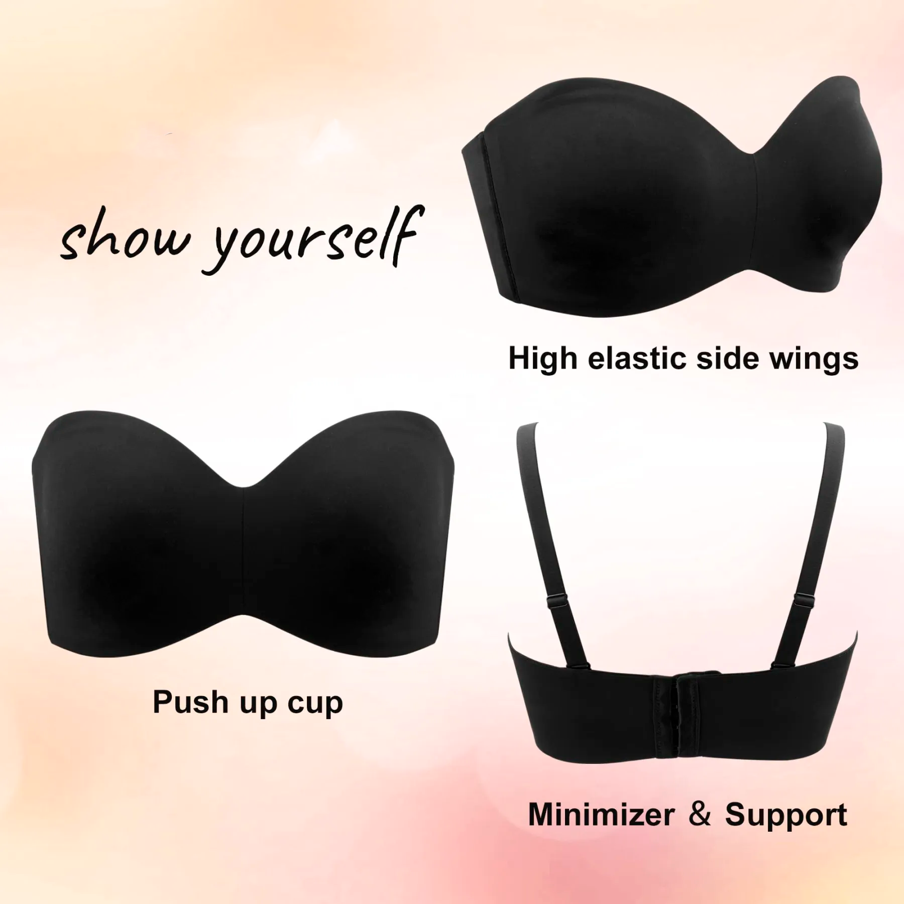 BIG SIZED - Bra with removable straps