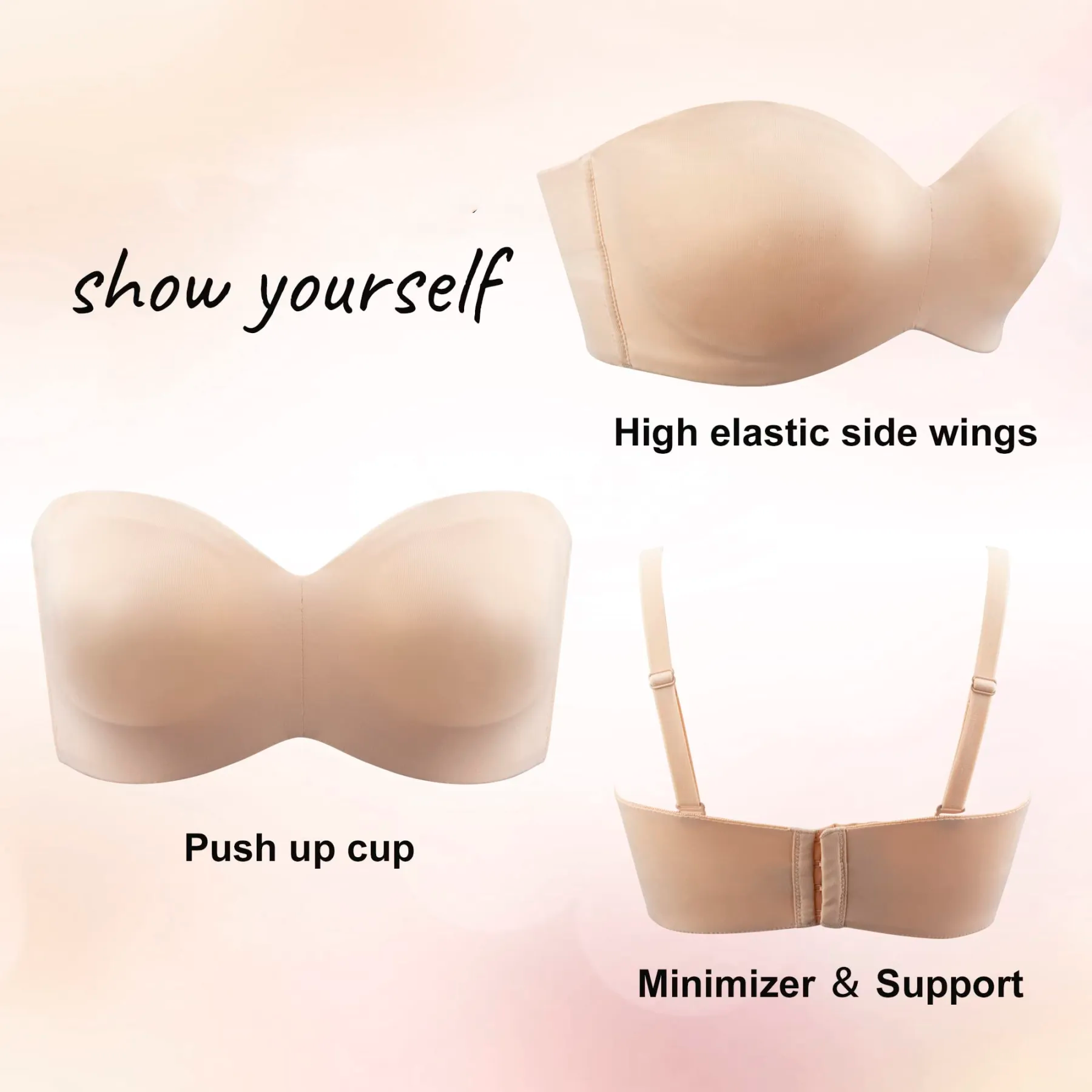 BIG SIZED - Bra with removable straps