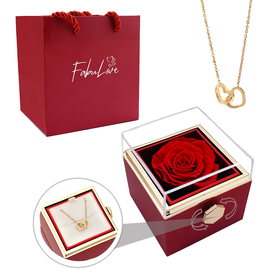 Eternal Rose Box W/ Engraved Necklace